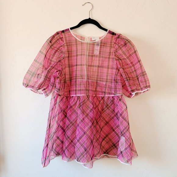 NWT aritizia plaid babydoll blouse, small - Picture 4 of 11